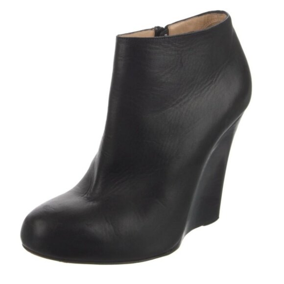 Christian Louboutin Black Leather Wedge Ankle Booties – Size 37 (US 7) - Picture 4 of 8
